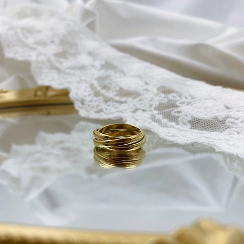 Minimalistische In elkaar Grijpende Drievoudige Ring Titanium Staal Verguld Vintage Sieraden Voor Dames En Heren Mode