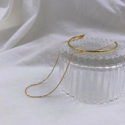 Bracciale Rigido A Doppio Strato Placcato Oro 18K Acciaio Inossidabile Minimalista Catena Geometrica Gioielli Da Donna