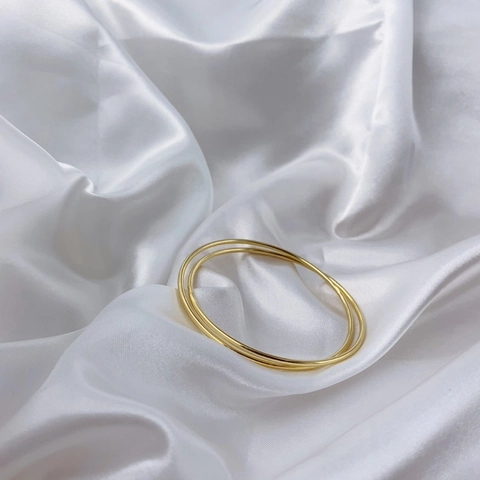 Bracciale Rigido A Doppio Anello Acciaio Inossidabile Minimalista Geometrico Aperto Gioielli Di Moda Per Donna