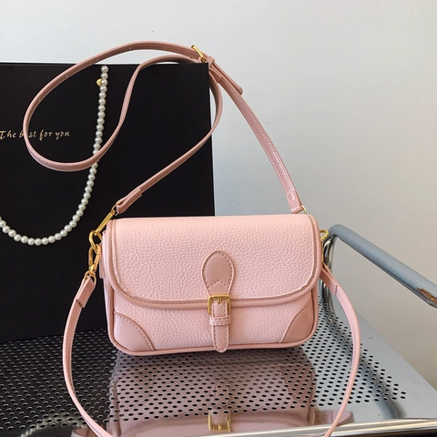 Lychee Pattern PU Leather Small Square Crossbody Bag With Adjustable Strap Fashion Shoulder Bag For Women