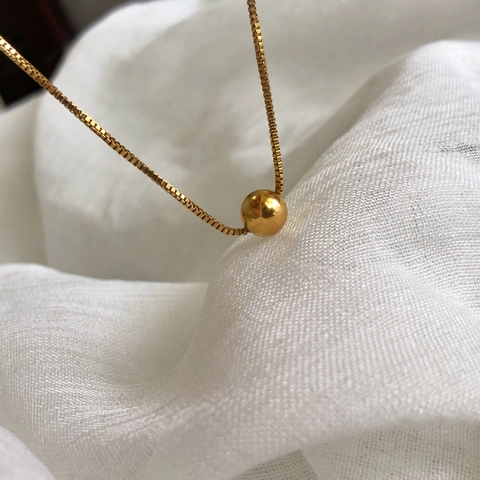 Minimalistische Goldene Kugel Anhänger Halskette Titanstahl Box Kette Für Damen Einfacher Vielseitiger Spiegel Polierter Schmuck