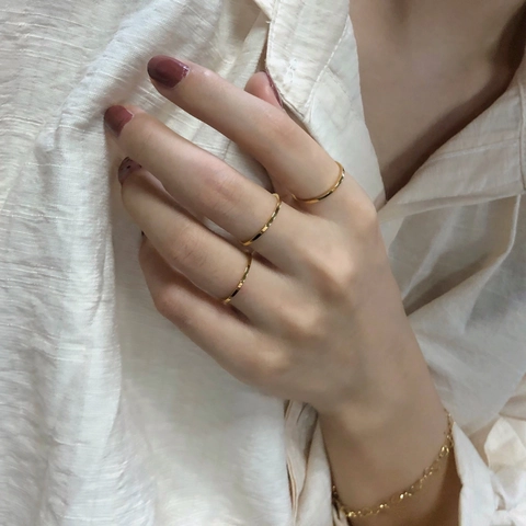 Minimalist Ultra Thin Finger Ring Titanium Steel Polished Simple Fashion Jewelry For Women Stackable Geometric Style