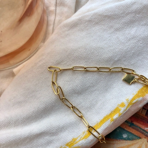 Bracciale A Catena Graffetta In Acciaio Al Titanio Placcato Oro Minimalista Pendente Quadrato Stile Ins Coreano Gioielli Donna