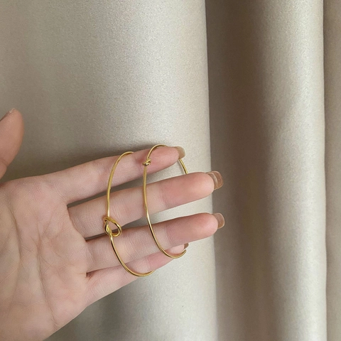 Minimalistische Knoop Armband Titanium Staal Verguld Open C-Vorm Bangle Eenvoudige Geometrische Elegante Sieraden Voor Vrouwen
