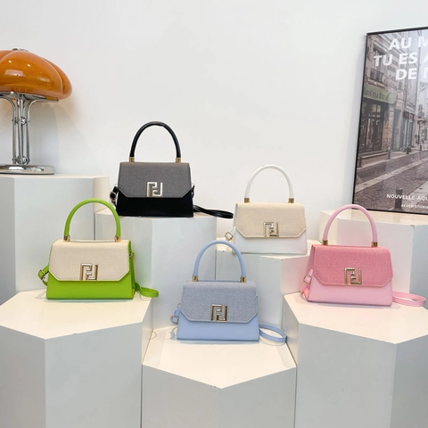 Women Fashion Contrast Color Small Square Bag PU Leather Woven Patchwork Handbag Crossbody Shoulder Bag With Metal Buckle