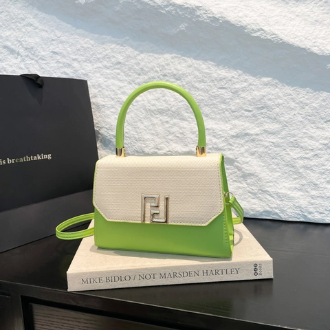 Women Fashion Contrast Color Small Square Bag PU Leather Woven Patchwork Handbag Crossbody Shoulder Bag With Metal Buckle