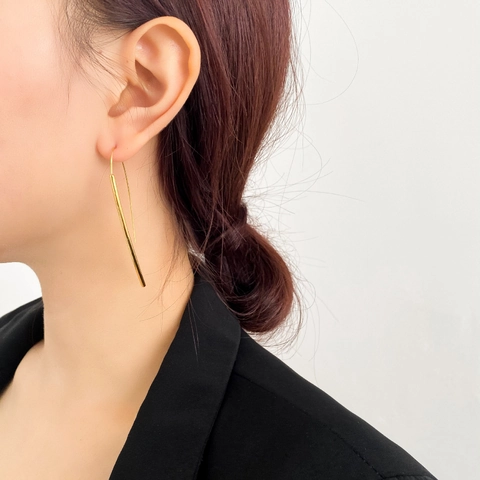 Stainless Steel Arched Ear Hook Earrings Gold Plated Minimalist Geometric Long Dangle Jewelry For Women