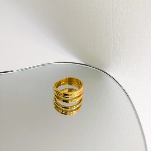Minimalistischer Doppelschichtiger Paralleler Ring Edelstahl Vergoldet Geometrischer Modeschmuck Für Damen Zeigefinger
