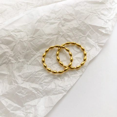 Minimalistische Kralen Ring Roestvrij Staal Verguld Vintage Geometrisch Stapelbare Vinger Sieraden Voor Vrouwen Meisjes