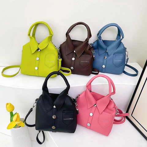 Creative Shirt Shaped Handbag For Women Niche Design PU Leather Litchi Grain Crossbody Bag With Adjustable Shoulder Strap