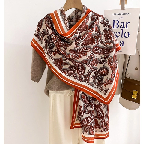 Retro Paisley Print Sjaal Voor Dames Zachte Warme Polyester Omslagdoek Elegante Boheemse Stijl Halssjaal Voor Winter