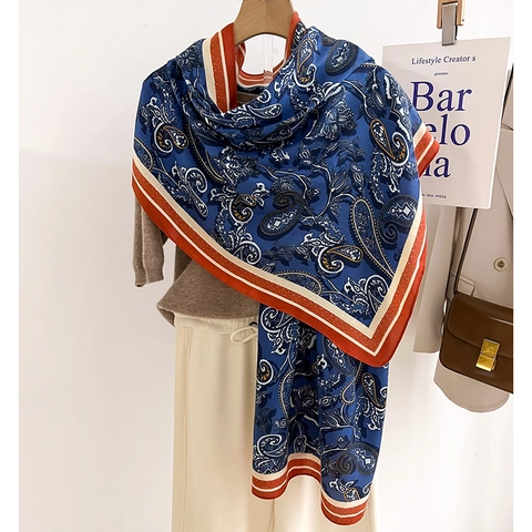 Retro Paisley Print Sjaal Voor Dames Zachte Warme Polyester Omslagdoek Elegante Boheemse Stijl Halssjaal Voor Winter