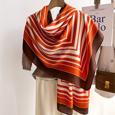 Écharpe Rayée Femme Châle Long Bloc Couleur Géométrique Doux Chaud Polyester Imitation Laine Léger Hiver Pashmina Wrap