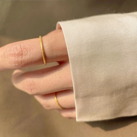 Minimalist Titanium Steel Thin Ring Gold Frosted Sandblasted Texture Finger Joint Jewelry For Women Simple Style