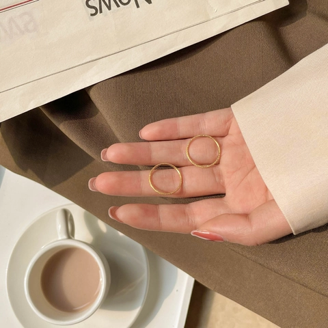 Minimalist Titanium Steel Thin Ring Gold Frosted Sandblasted Texture Finger Joint Jewelry For Women Simple Style