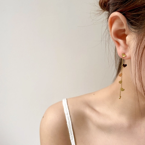 Lange Quaste Herz Ohrringe Titanstahl Vergoldet Vintage Minimalistisch Koreanischer Stil Schmuck Für Damen