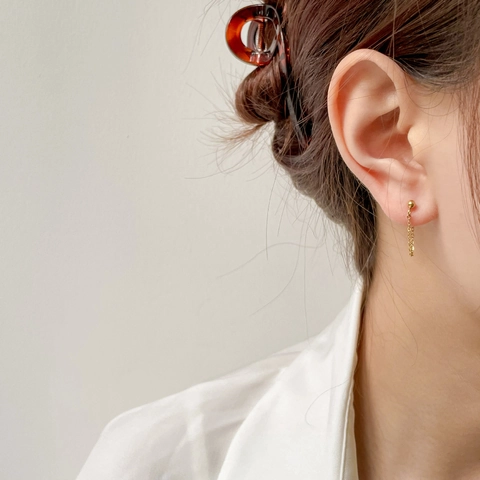 Minimalistische Asymmetrische Hängeohrringe Edelstahl Vergoldet Kette Quaste Für Damen Trendy Schick Geometrisch