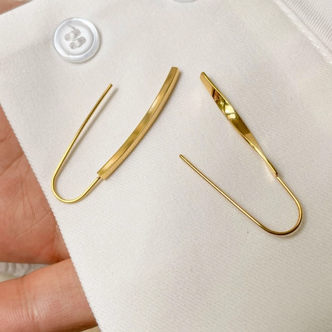 Minimalist Long Bar Ear Hook Earrings Stainless Steel Twisted Geometric Dangle Jewelry For Women Gold Plated