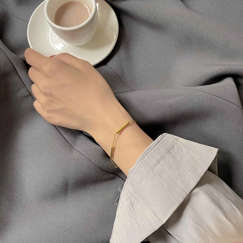 Minimalistisches Rundrohr Kette Armband Titanstahl Vergoldet Geometrische Zylindrische Stab Schmuck Für Damen