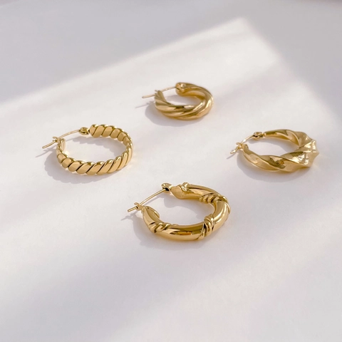 Twisted Hoop Ohrringe Edelstahl Vergoldet Geflochten Seil Geometrischer Minimalistischer Schmuck Für Damen