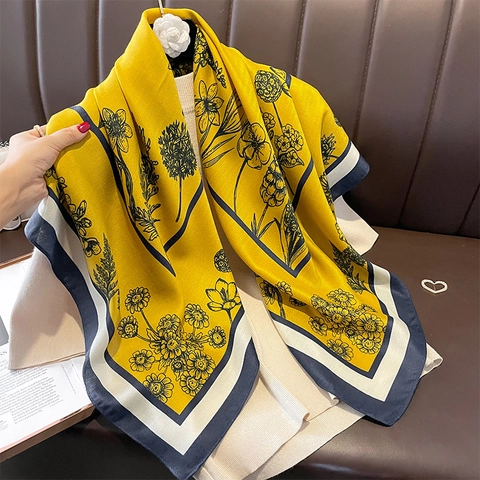 Pañuelo Cuadrado Con Estampado Floral Vintage Chal De Satén De Poliéster Con Patrón De Mariposas Accesorio Elegante Francés