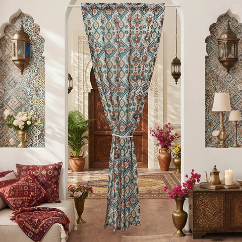 Bohemian Door Curtain Polyester Geometric Mandala Ethnic Pattern Home Bedroom Kitchen Partition Decorative Hanging