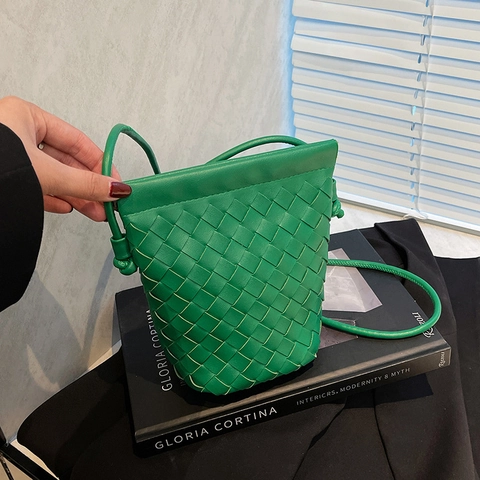 Sac Seau Tissé Cuir PU Sac À Bandoulière Petit Chic Minimaliste Sac À Main Pour Femmes Quotidien Loisirs Voyage