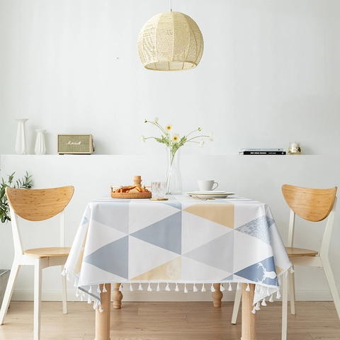 Nappe Nordique Motif Géométrique Élan Imperméable en Lin de Coton Avec Glands pour Décoration de Cuisine Maison