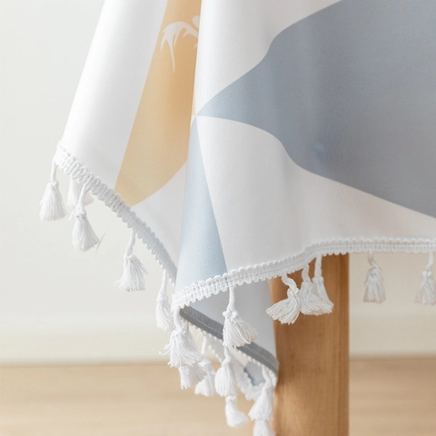 Nappe Nordique Motif Géométrique Élan Imperméable en Lin de Coton Avec Glands pour Décoration de Cuisine Maison