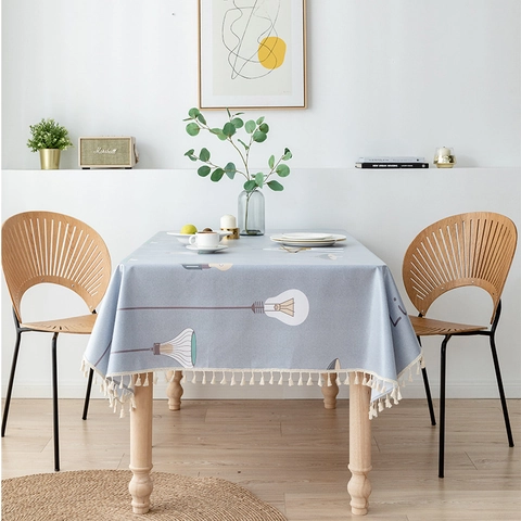 Tovaglia Rettangolare Nordica Impermeabile Antiolio Copertura Per Tavolo In Tessuto Con Nappe Stampa Moderna Lampadine