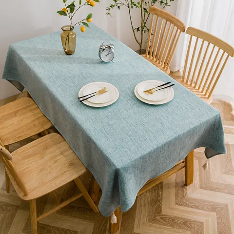 Noorse Stijl Polyester Katoen Linnen Look Tafelkleed Waterdicht Oliebestendig Rechthoekig Kwastje Tafelkleed Voor Eetkamer