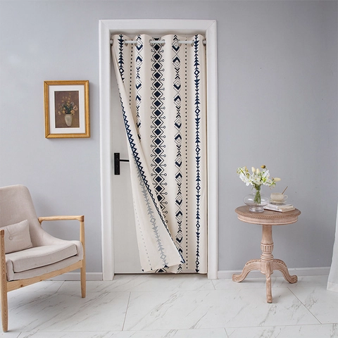 Nordic Bohemian Geometric Printed Door Curtain Polyester Privacy Partition Hanging Curtain For Bedroom Kitchen Home Decor