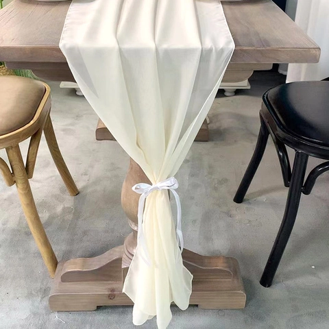 Chiffon Tafelloper Transparant Elegant Gedrapeerd Bruiloft Receptie Feest Eettafel Decoratie Romantisch Esthetisch