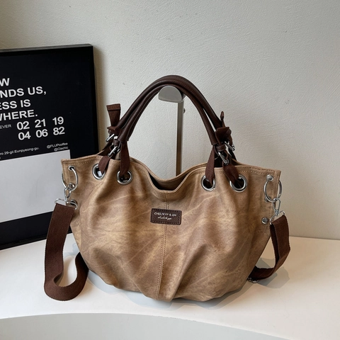 Vintage Tote Bag Große Kapazität Aus PU-Leder Mit Distressed-Optik Mehrwege-Schulter- Und Umhängetasche Für Damen