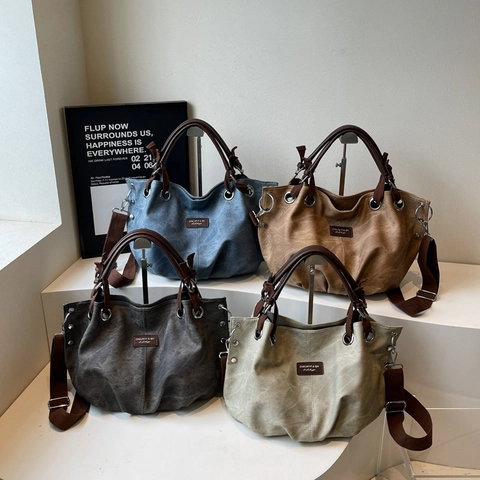 Vintage Tote Bag Große Kapazität Aus PU-Leder Mit Distressed-Optik Mehrwege-Schulter- Und Umhängetasche Für Damen