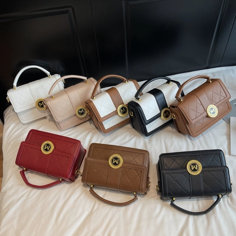 Borsa a Tracolla Trapuntata in Pelle PU di Lusso per Donna Piccola Borsa Quadrata Con Fibbia M in Metallo Borsa a Tracolla