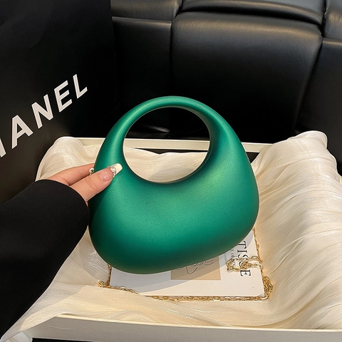 Borsa A Tracolla Mezzaluna In Acrilico Pochette Da Sera Minimalista Con Manico Cavo E Catena Dorata Per Donna