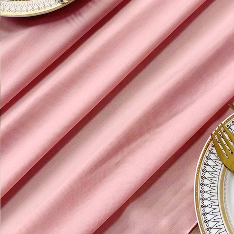 Elegant Chiffon Table Runner Sheer Semi Transparent For Wedding Party Banquet Decoration With Ribbons