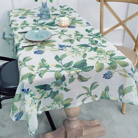 Amerikanische Landhausstil Blumen Bedruckte Tischdecke Polyester Leinen Mischung Rechteckige Nappe Für Küche Essen Zuhause