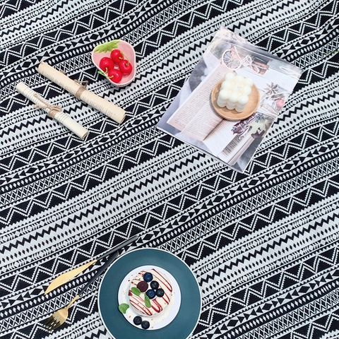 Bohemian Picnic Blanket Polyester Geometric Pattern With Tassels Outdoor Camping Park Beach Portable Ethnic Boho Mat
