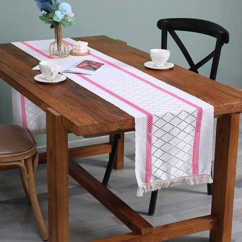 Chemin De Table Polyester Dentelle Creux Gland Style Nordique Boho Décoratif Cuisine Salle À Manger