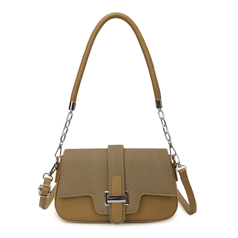 Borsa a Tracolla Donna Retro Patchwork in Pelle PU Moderna Fibbia Metallica Geometrica Borsa a Spalla Quadrata Minimalista