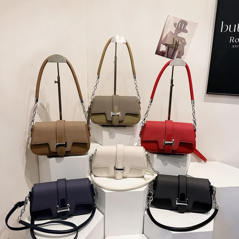 Borsa a Tracolla Donna Retro Patchwork in Pelle PU Moderna Fibbia Metallica Geometrica Borsa a Spalla Quadrata Minimalista