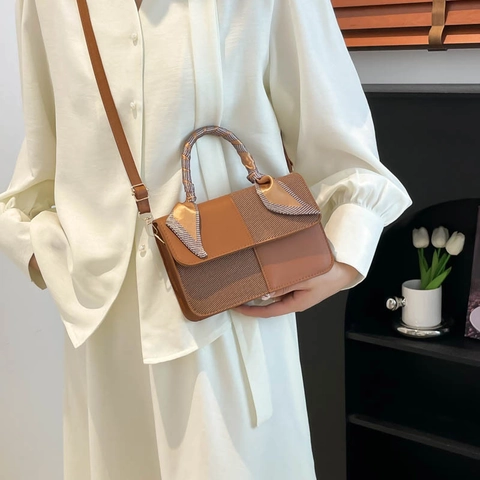 Niche Ontwerp Gestikte PU Leren Handtas Voor Dames 2025 Zomer Mode Sjaal Handvat Schouder Crossbody Okseltas