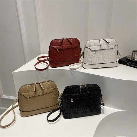 Borsa A Tracolla Da Donna In Pelle PU Con Trama Intrecciata Cerniera Borsa A Spalla Casual Per Viaggi