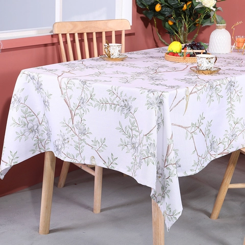 Rectangular Tablecloth Cotton Linen Blend Plant Floral Geometric Pattern Modern Nordic Style Washable Dining Room Kitchen Table Cover