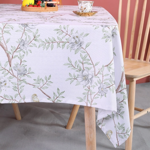 Rectangular Tablecloth Cotton Linen Blend Plant Floral Geometric Pattern Modern Nordic Style Washable Dining Room Kitchen Table Cover