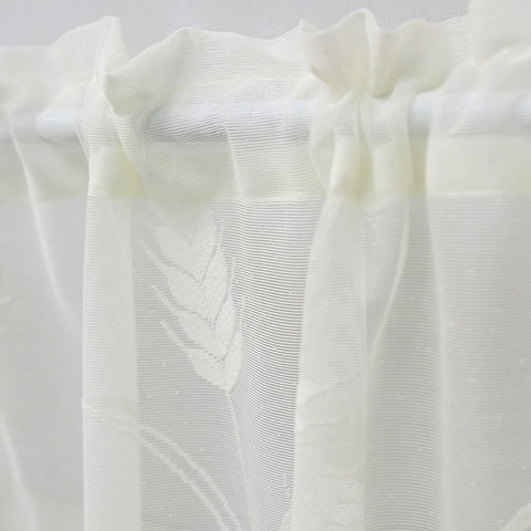 Pastoral Lace Cafe Curtain Wheat Ear Palm Tree Jacquard Rod Pocket Short Window Door Curtain For Kitchen Cupboard Bathroom