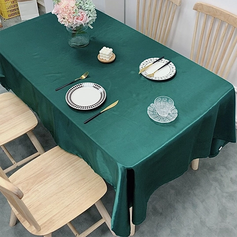 Nappe en Satin de Luxe Couleur Unie Aspect Soie Rectangulaire Pour Mariage Banquet Fête Salle à Manger Maison Décoration
