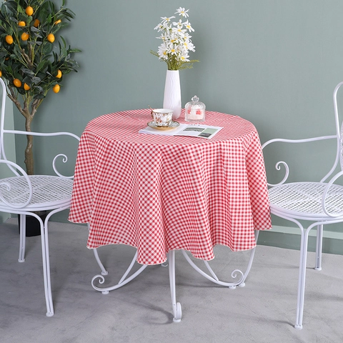 Moderne Minimalistische Ronde Tafelkleed Nordisch Gingham Geruit Polyester Tafelkleed Voor Eetkamer Keuken Huis Picknick Decor